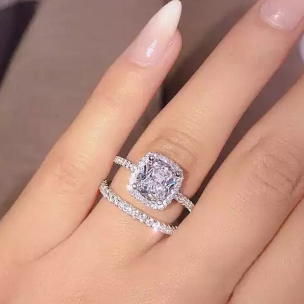 Engagement sterling silver set ring - Picture 3 of 3